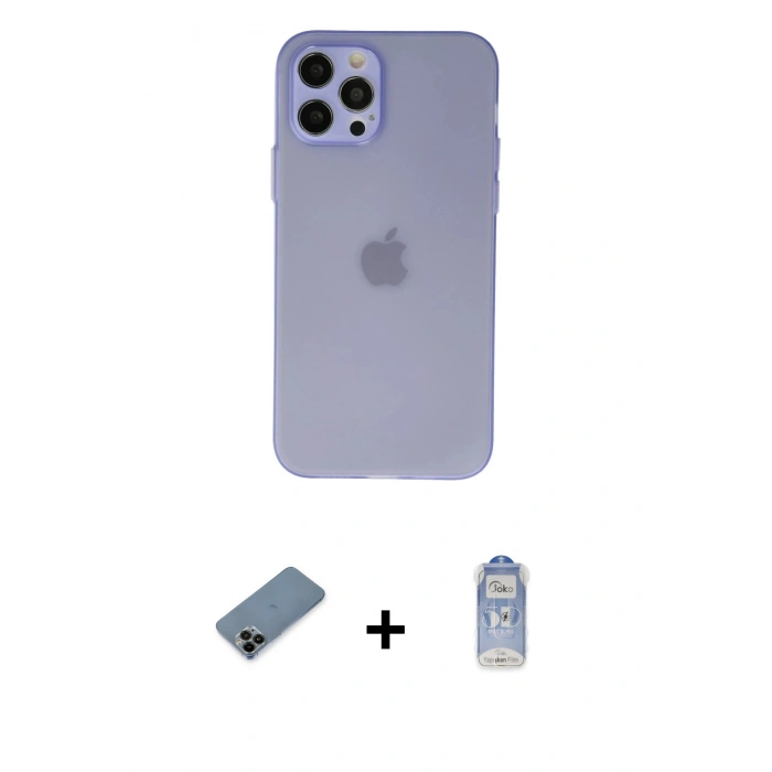 MARSİLYAN™- iPhone 12 Pro Max Kılıf Atlas Minimal Prime - Siyah Joko Magic 5D Cam + Shine Kamera Lens Koruma Cam - SH