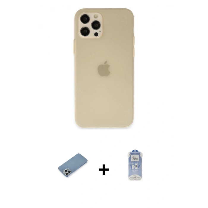 MARSİLYAN™- iPhone 12 Pro Max Kılıf Atlas Minimal Prime - Siyah Joko Magic 5D Cam + Shine Kamera Lens Koruma Cam - GS