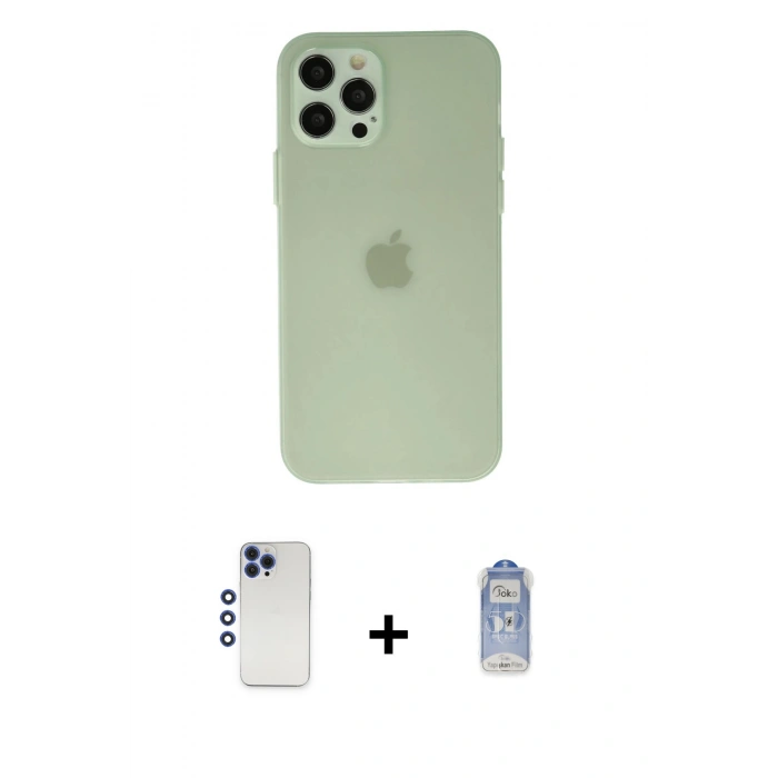 MARSİLYAN™- iPhone 12 Pro Max Kılıf Atlas Minimal Prime - Siyah Joko Magic 5D Cam + Shine Kamera Lens - LT