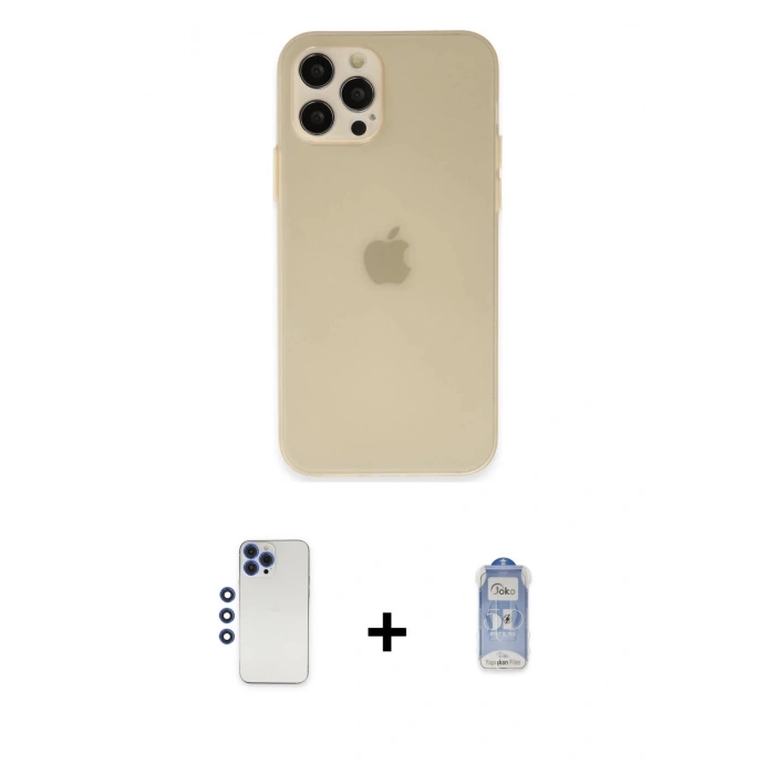 MARSİLYAN™- iPhone 12 Pro Max Kılıf Atlas Minimal Prime - Siyah Joko Magic 5D Cam + Shine Kamera Lens - LT