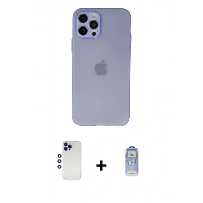 MARSİLYAN™- iPhone 12 Pro Max Kılıf Atlas Minimal Prime - Siyah Joko Magic 5D Cam + Shine Kamera Lens - LT