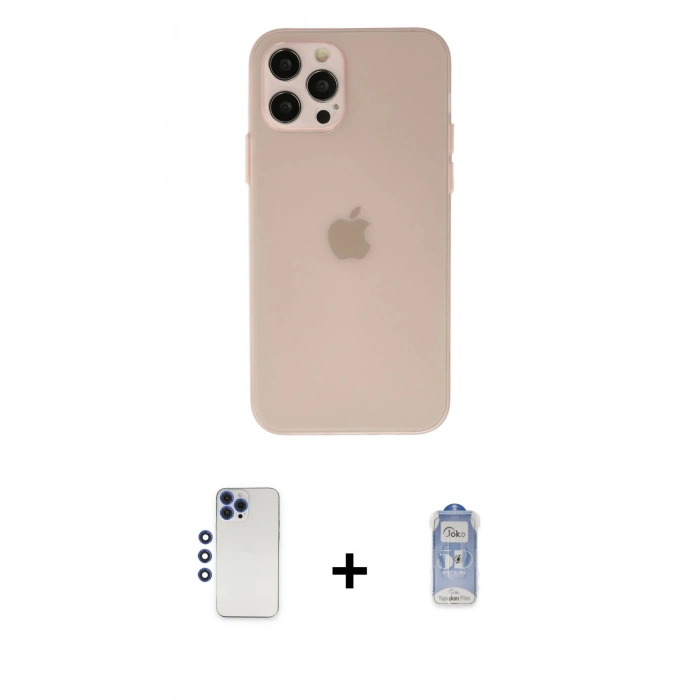 MARSİLYAN™- iPhone 12 Pro Max Kılıf Atlas Minimal Prime - Siyah Joko Magic 5D Cam + Shine Kamera Lens - LT
