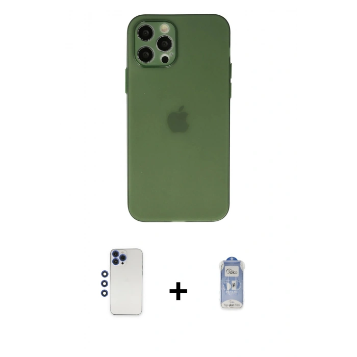MARSİLYAN™- iPhone 12 Pro Max Kılıf Atlas Minimal Prime - Siyah Joko Magic 5D Cam + Shine Kamera Lens - LT