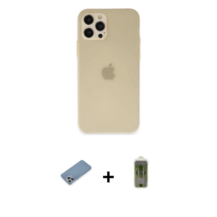 MARSİLYAN™- iPhone 12 Pro Max Kılıf Atlas Minimal Prime - Siyah Joko Magic 5D Hayalet Cam + Shine Kamera Lens Koruma Cam - GS
