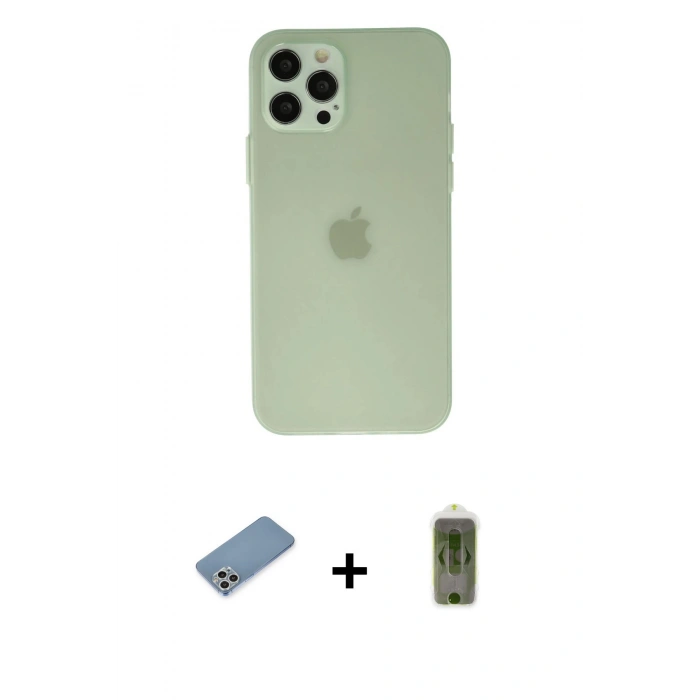 MARSİLYAN™- iPhone 12 Pro Max Kılıf Atlas Minimal Prime - Siyah Joko Magic 5D Hayalet Cam + Shine Kamera Lens Koruma Cam - GS