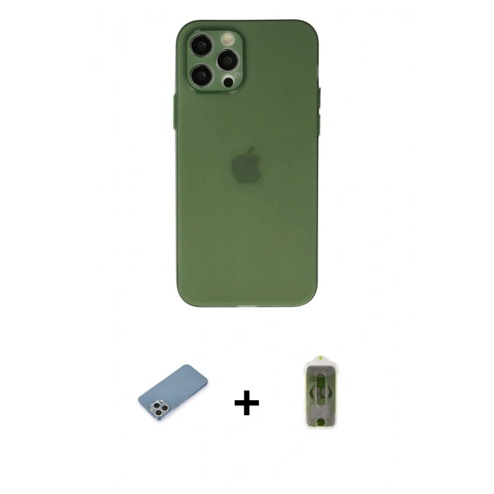 MARSİLYAN™- iPhone 12 Pro Max Kılıf Atlas Minimal Prime - Siyah Joko Magic 5D Hayalet Cam + Shine Kamera Lens Koruma Cam - GS