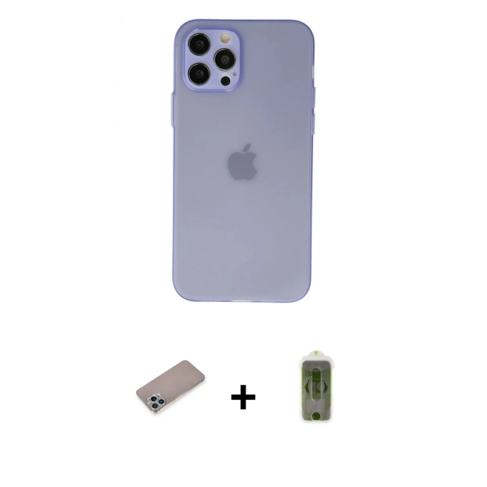 MARSİLYAN™- iPhone 12 Pro Max Kılıf Atlas Minimal Prime - Siyah Joko Magic 5D Hayalet Cam + Shine Kamera Lens Koruma Cam - SABE