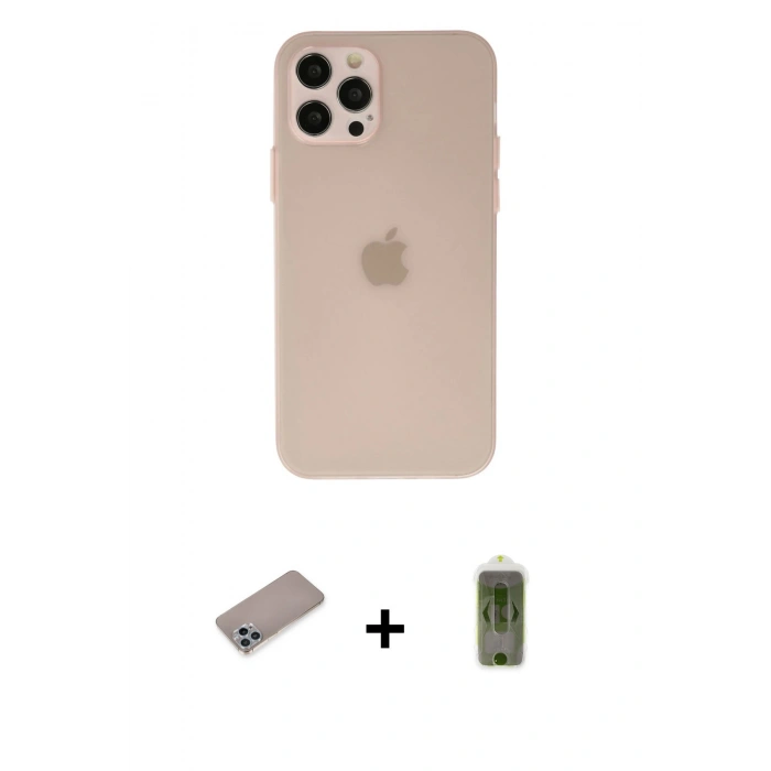 MARSİLYAN™- iPhone 12 Pro Max Kılıf Atlas Minimal Prime - Siyah Joko Magic 5D Hayalet Cam + Shine Kamera Lens Koruma Cam - SABE