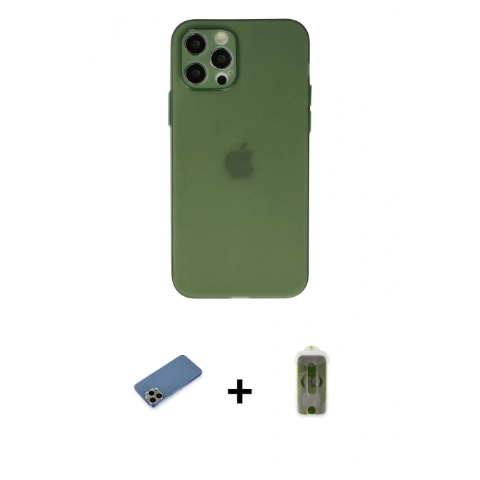 MARSİLYAN™- iPhone 12 Pro Max Kılıf Atlas Minimal Prime - Siyah Joko Magic 5D Hayalet Cam + Shine Kamera Lens Koruma Cam - GD