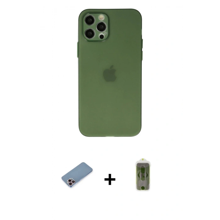 MARSİLYAN™- iPhone 12 Pro Max Kılıf Atlas Minimal Prime - Siyah Joko Magic 5D Hayalet Cam + Shine Kamera Lens Koruma Cam - PE