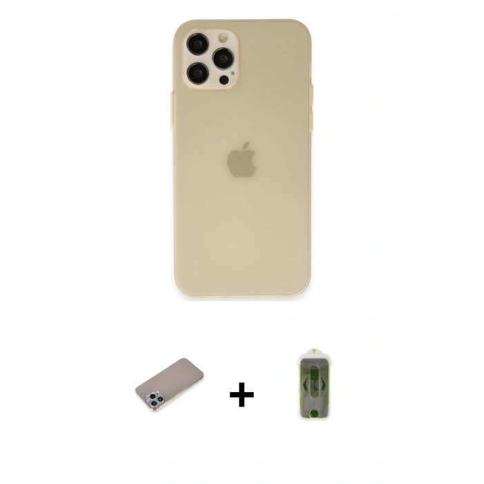 MARSİLYAN™- iPhone 12 Pro Max Kılıf Atlas Minimal Prime - Siyah Joko Magic 5D Hayalet Cam + Shine Kamera Lens Koruma Cam - SABE