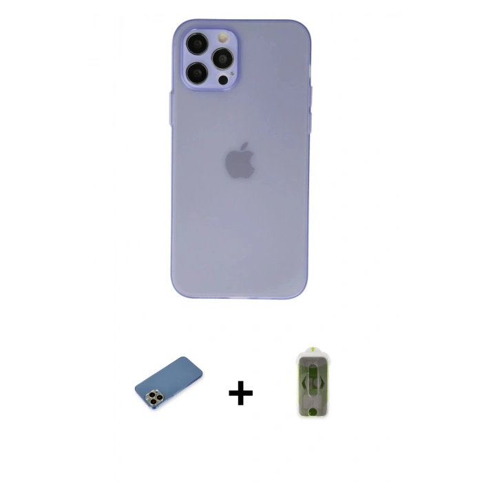 MARSİLYAN™- iPhone 12 Pro Max Kılıf Atlas Minimal Prime - Siyah Joko Magic 5D Hayalet Cam + Shine Kamera Lens Koruma Cam - GD