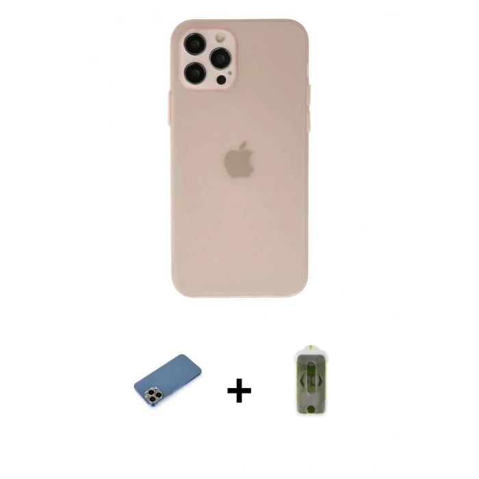 MARSİLYAN™- iPhone 12 Pro Max Kılıf Atlas Minimal Prime - Siyah Joko Magic 5D Hayalet Cam + Shine Kamera Lens Koruma Cam - GD