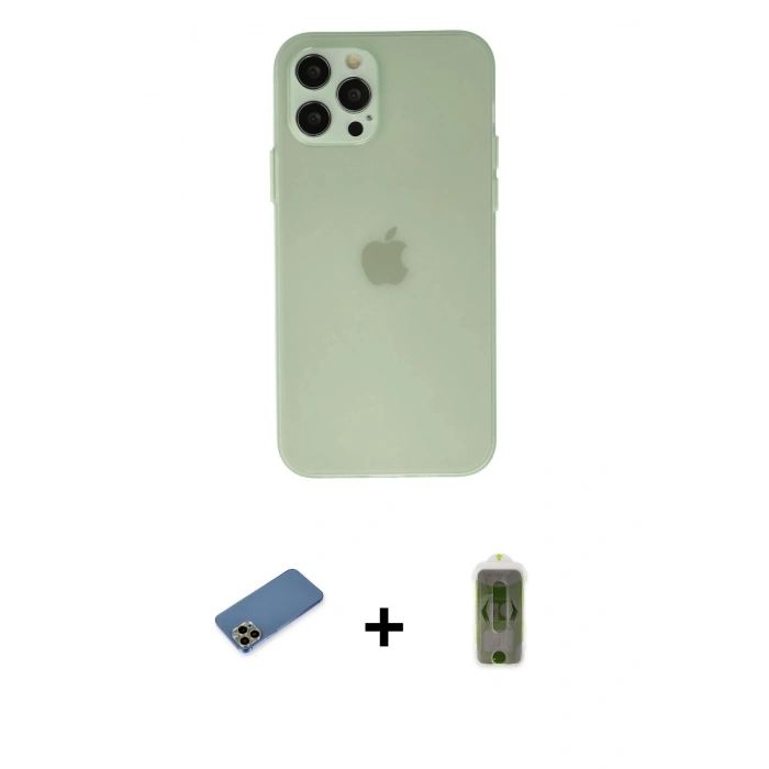MARSİLYAN™- iPhone 12 Pro Max Kılıf Atlas Minimal Prime - Siyah Joko Magic 5D Hayalet Cam + Shine Kamera Lens Koruma Cam - GD