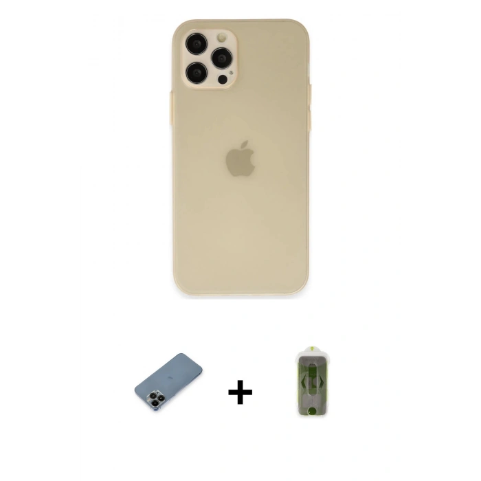 MARSİLYAN™- iPhone 12 Pro Max Kılıf Atlas Minimal Prime - Siyah Joko Magic 5D Hayalet Cam + Shine Kamera Lens Koruma Cam - SH
