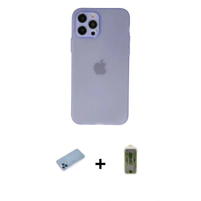 MARSİLYAN™- iPhone 12 Pro Max Kılıf Atlas Minimal Prime - Siyah Joko Magic 5D Hayalet Cam + Shine Kamera Lens Koruma Cam - MI