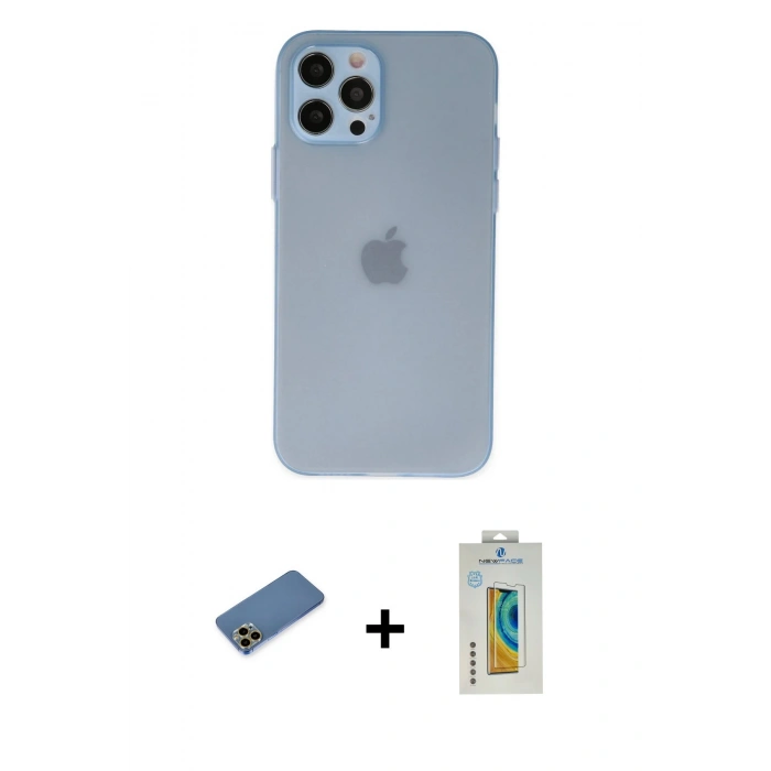 MARSİLYAN™- iPhone 12 Pro Max Kılıf Atlas Minimal Prime - Siyah Polymer Nano Ekran Koruyucu + Shine Kamera Lens Koruma Cam - GD