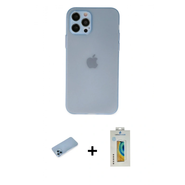 MARSİLYAN™- iPhone 12 Pro Max Kılıf Atlas Minimal Prime - Siyah Polymer Nano Ekran Koruyucu + Shine Kamera Lens Koruma Cam - MI