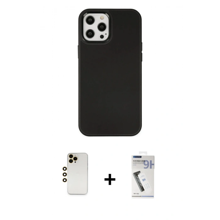 MARSİLYAN™- iPhone 12 Pro Max Kılıf Çekirdek Çizgi - Şeffaf Uv Polymer Nano Ekran Koruyucu + Shine Kamera Lens - GD