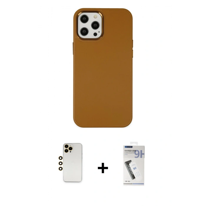 MARSİLYAN™- iPhone 12 Pro Max Kılıf Çekirdek Çizgi - Şeffaf Uv Polymer Nano Ekran Koruyucu + Shine Kamera Lens - GD