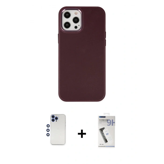 MARSİLYAN™- iPhone 12 Pro Max Kılıf Çekirdek Çizgi - Şeffaf Uv Polymer Nano Ekran Koruyucu + Shine Kamera Lens - LT