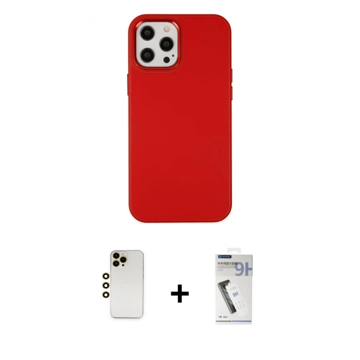 MARSİLYAN™- iPhone 12 Pro Max Kılıf Çekirdek Çizgi - Şeffaf Uv Polymer Nano Ekran Koruyucu + Shine Kamera Lens - GD