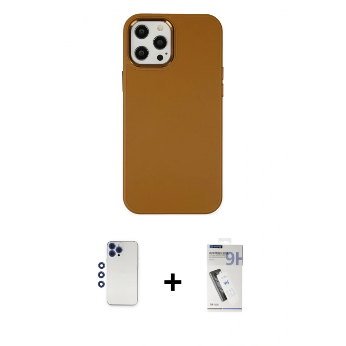 MARSİLYAN™- iPhone 12 Pro Max Kılıf Çekirdek Çizgi - Şeffaf Uv Polymer Nano Ekran Koruyucu + Shine Kamera Lens - LT