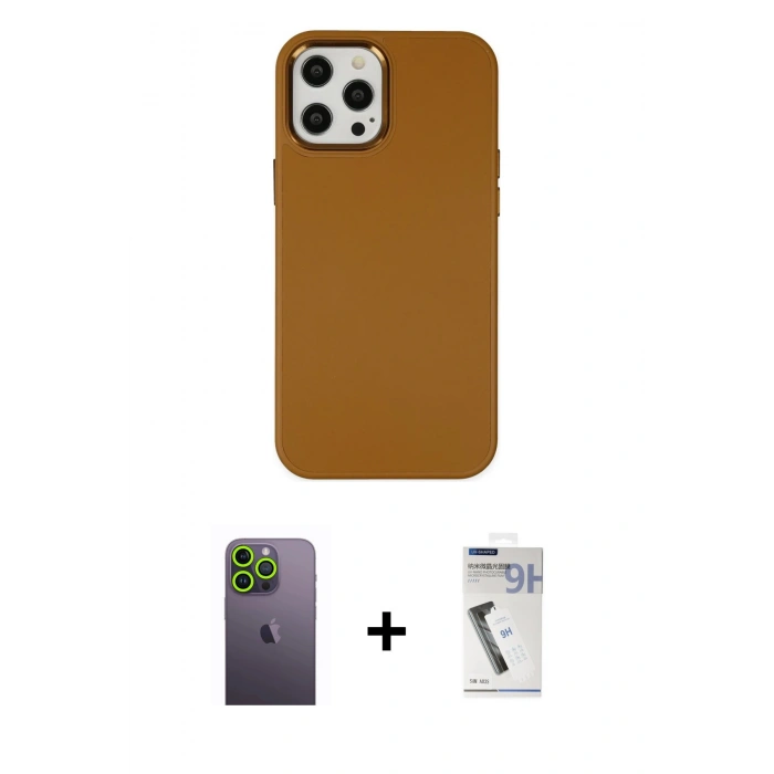 MARSİLYAN™- iPhone 12 Pro Max Kılıf Çekirdek Çizgi - Şeffaf Uv Polymer Nano Ekran Koruyucu + Yeşil Neon Fosforlu Kamera Lens