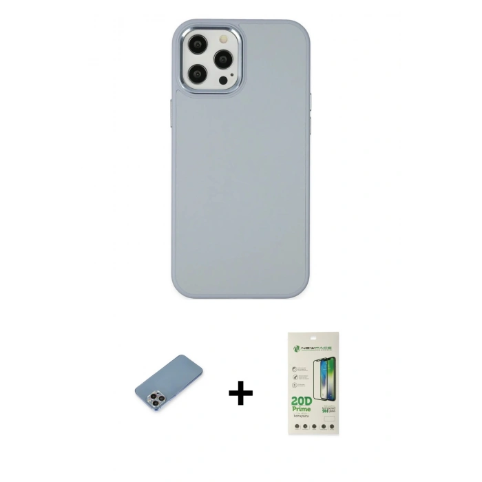 MARSİLYAN™- iPhone 12 Pro Max Kılıf Çekirdek Çizgi - Siyah 20D Premium Cam Ekran Koruyucu + Shine Kamera Lens Koruma Cam - GI