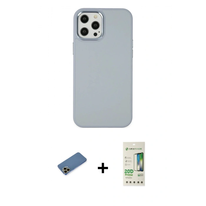 MARSİLYAN™- iPhone 12 Pro Max Kılıf Çekirdek Çizgi - Siyah 20D Premium Cam Ekran Koruyucu + Shine Kamera Lens Koruma Cam - GD