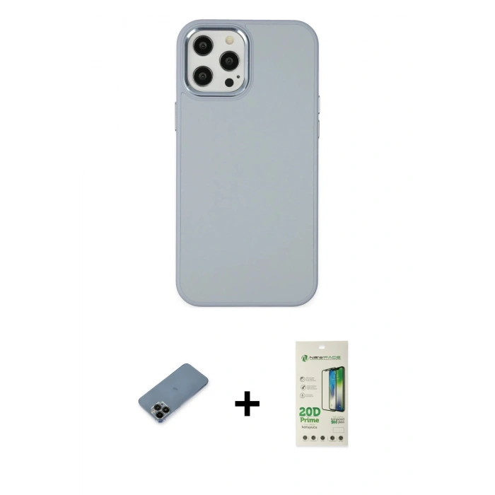 MARSİLYAN™- iPhone 12 Pro Max Kılıf Çekirdek Çizgi - Siyah 20D Premium Cam Ekran Koruyucu + Shine Kamera Lens Koruma Cam - SH