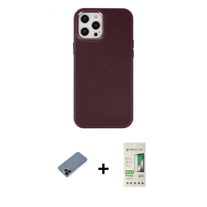 MARSİLYAN™- iPhone 12 Pro Max Kılıf Çekirdek Çizgi - Siyah 20D Premium Cam Ekran Koruyucu + Shine Kamera Lens Koruma Cam - SH