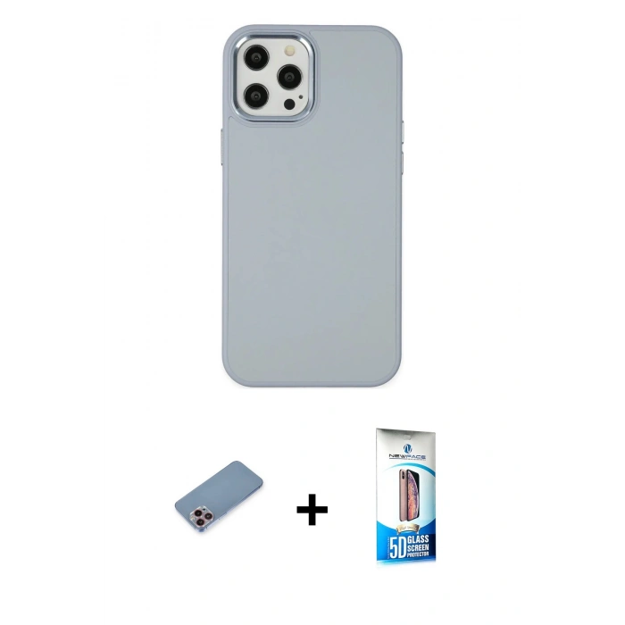 MARSİLYAN™- iPhone 12 Pro Max Kılıf Çekirdek Çizgi - Siyah 5D Eko Cam Ekran Koruyucu + Pembe Shine Kamera Lens Koruma Cam