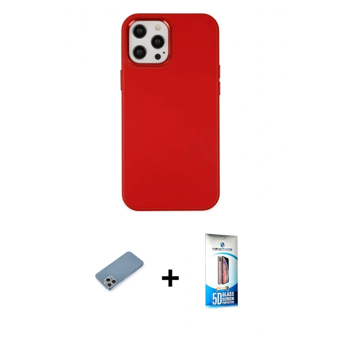 MARSİLYAN™- iPhone 12 Pro Max Kılıf Çekirdek Çizgi - Siyah 5D Eko Cam Ekran Koruyucu + Shine Kamera Lens Koruma Cam - GS