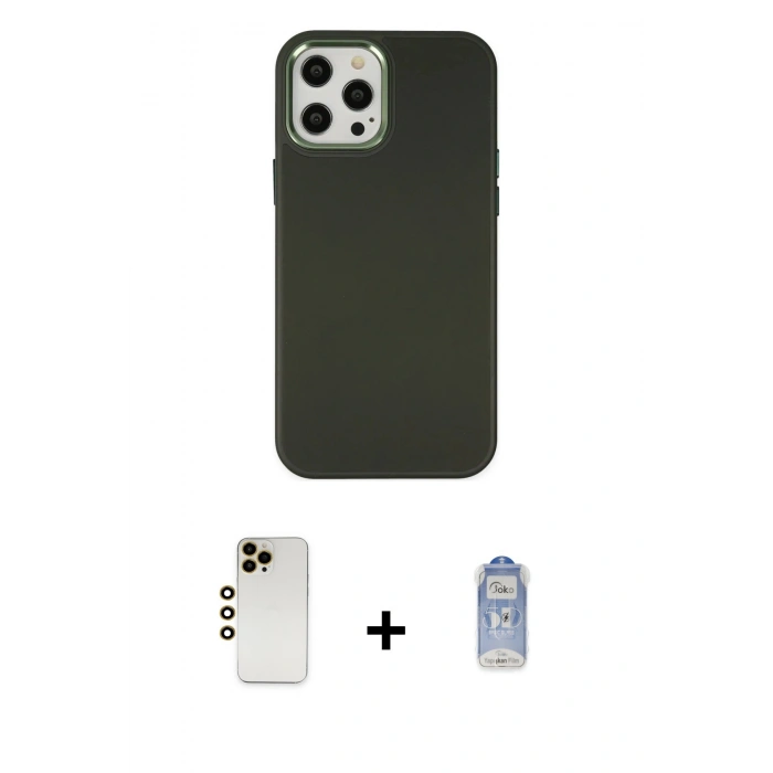MARSİLYAN™- iPhone 12 Pro Max Kılıf Çekirdek Çizgi - Siyah Joko Magic 5D Cam + Shine Kamera Lens - GD