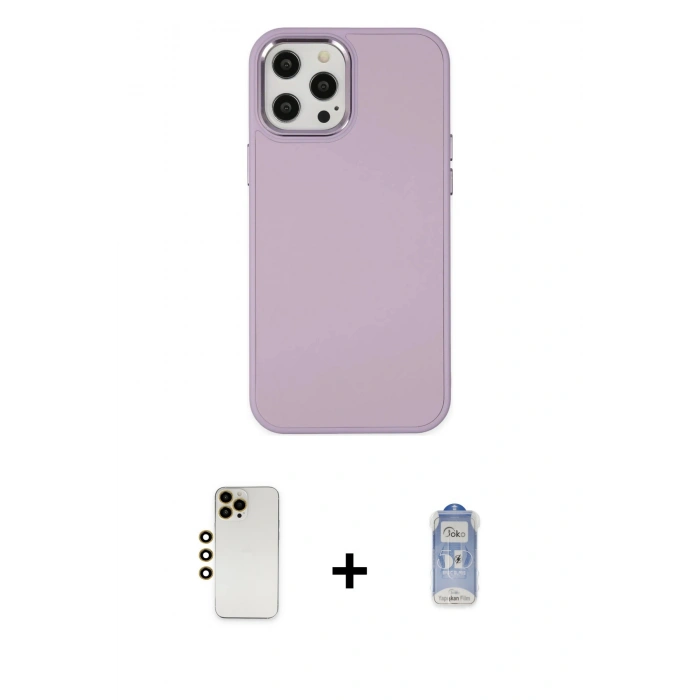 MARSİLYAN™- iPhone 12 Pro Max Kılıf Çekirdek Çizgi - Siyah Joko Magic 5D Cam + Shine Kamera Lens - GD