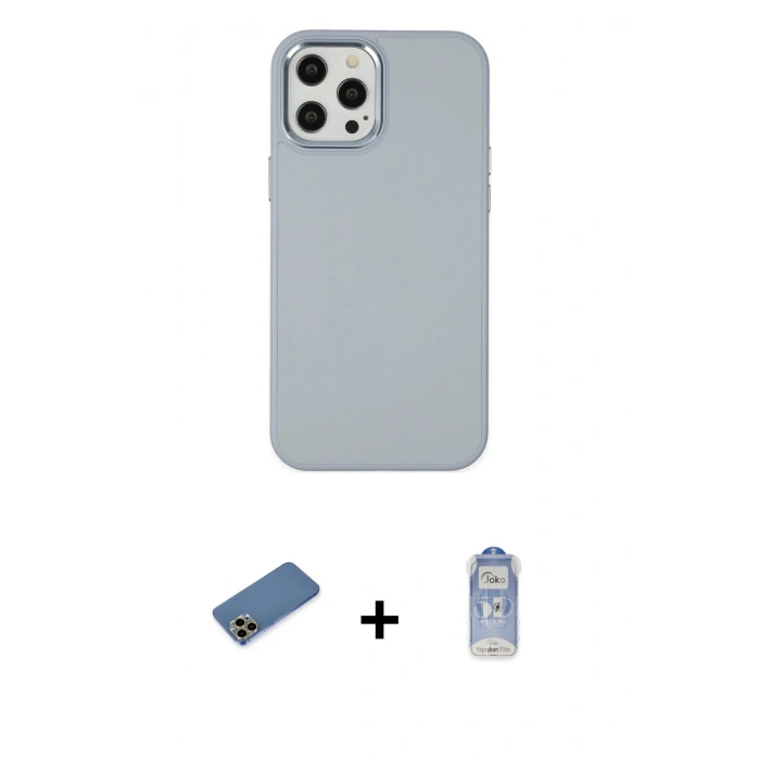 MARSİLYAN™- iPhone 12 Pro Max Kılıf Çekirdek Çizgi - Siyah Joko Magic 5D Cam + Gold Shine Kamera Lens Koruma Cam
