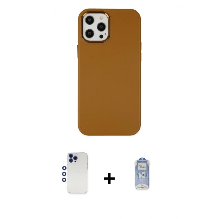 MARSİLYAN™- iPhone 12 Pro Max Kılıf Çekirdek Çizgi - Siyah Joko Magic 5D Cam + Shine Kamera Lens - LT