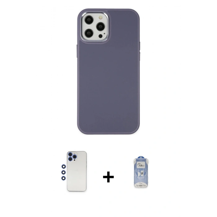 MARSİLYAN™- iPhone 12 Pro Max Kılıf Çekirdek Çizgi - Siyah Joko Magic 5D Cam + Shine Kamera Lens - LT