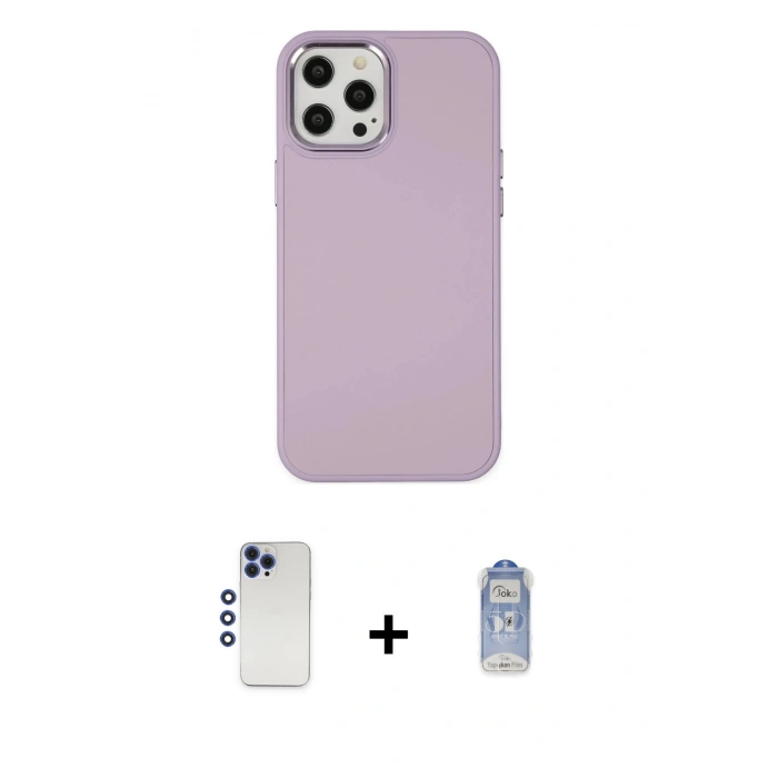 MARSİLYAN™- iPhone 12 Pro Max Kılıf Çekirdek Çizgi - Siyah Joko Magic 5D Cam + Shine Kamera Lens - LT
