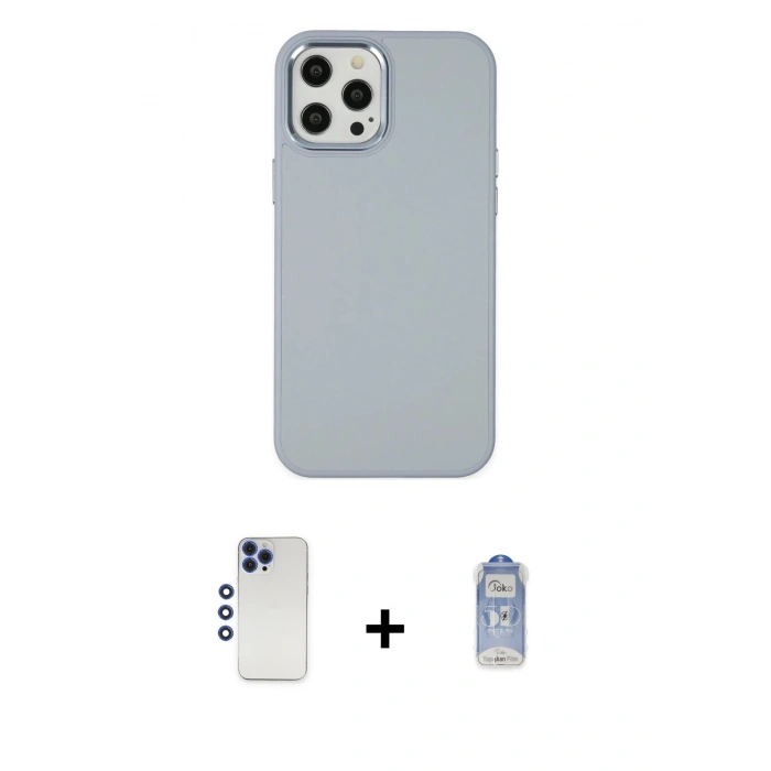 MARSİLYAN™- iPhone 12 Pro Max Kılıf Çekirdek Çizgi - Siyah Joko Magic 5D Cam + Shine Kamera Lens - LT