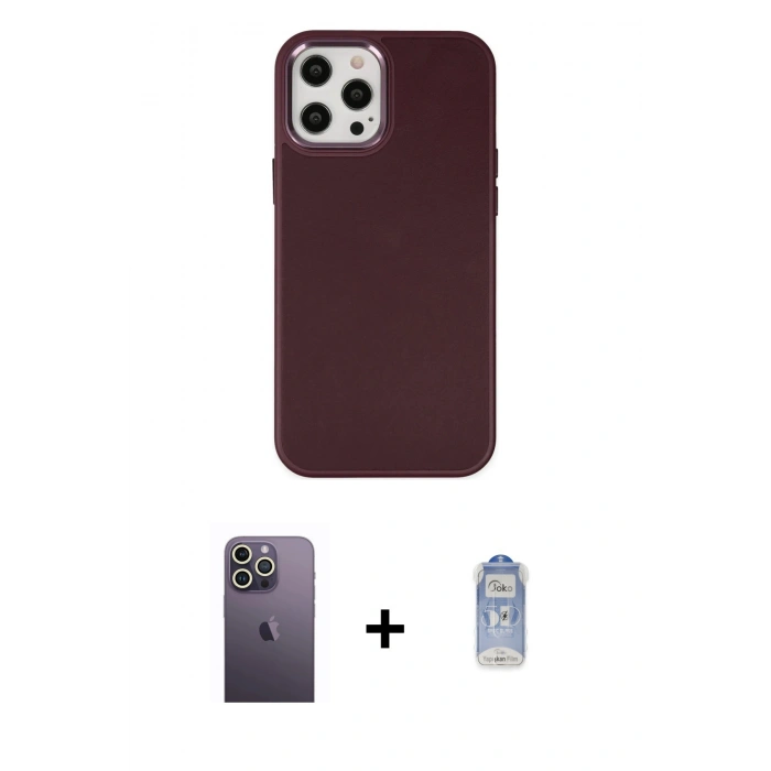 MARSİLYAN™- iPhone 12 Pro Max Kılıf Çekirdek Çizgi - Siyah Joko Magic 5D Cam + Neon Fosforlu Kamera Lens - BZ