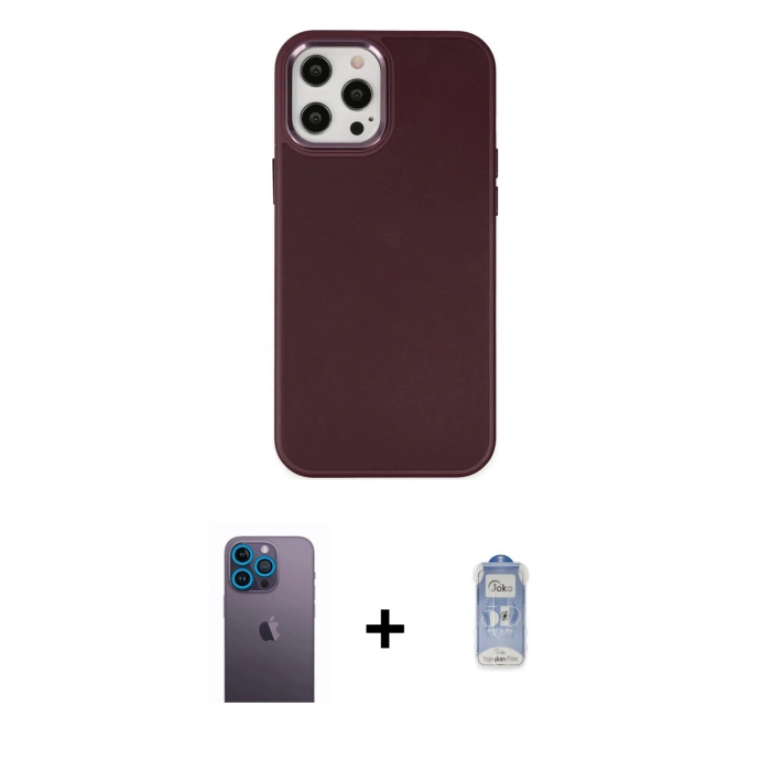 MARSİLYAN™- iPhone 12 Pro Max Kılıf Çekirdek Çizgi - Siyah Joko Magic 5D Cam + Neon Fosforlu Kamera Lens - MI