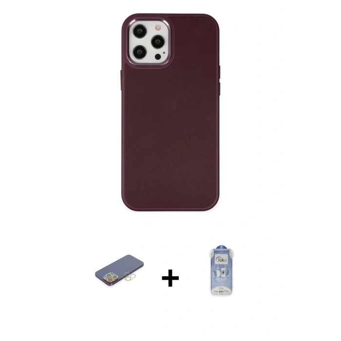 MARSİLYAN™- iPhone 12 Pro Max Kılıf Çekirdek Çizgi - Siyah Joko Magic 5D Cam + Renkli Kamera Lens Koruma Cam - SI