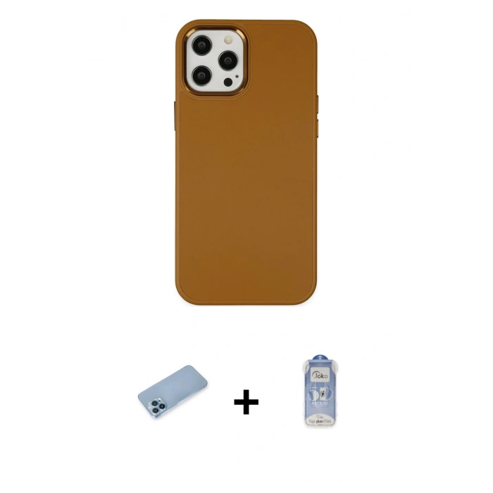 MARSİLYAN™- iPhone 12 Pro Max Kılıf Çekirdek Çizgi - Siyah Joko Magic 5D Cam + Shine Kamera Lens Koruma Cam - MI