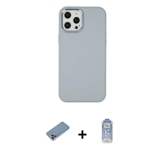 MARSİLYAN™- iPhone 12 Pro Max Kılıf Çekirdek Çizgi - Siyah Joko Magic 5D Cam + Shine Kamera Lens Koruma Cam - PE