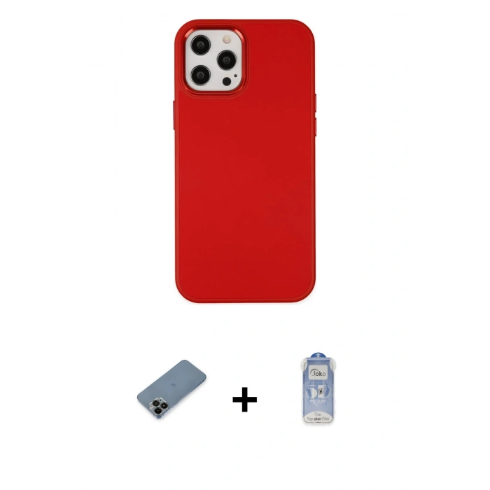 MARSİLYAN™- iPhone 12 Pro Max Kılıf Çekirdek Çizgi - Siyah Joko Magic 5D Cam + Shine Kamera Lens Koruma Cam - SH