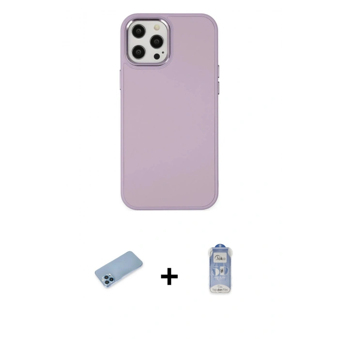 MARSİLYAN™- iPhone 12 Pro Max Kılıf Çekirdek Çizgi - Siyah Joko Magic 5D Cam + Shine Kamera Lens Koruma Cam - MI
