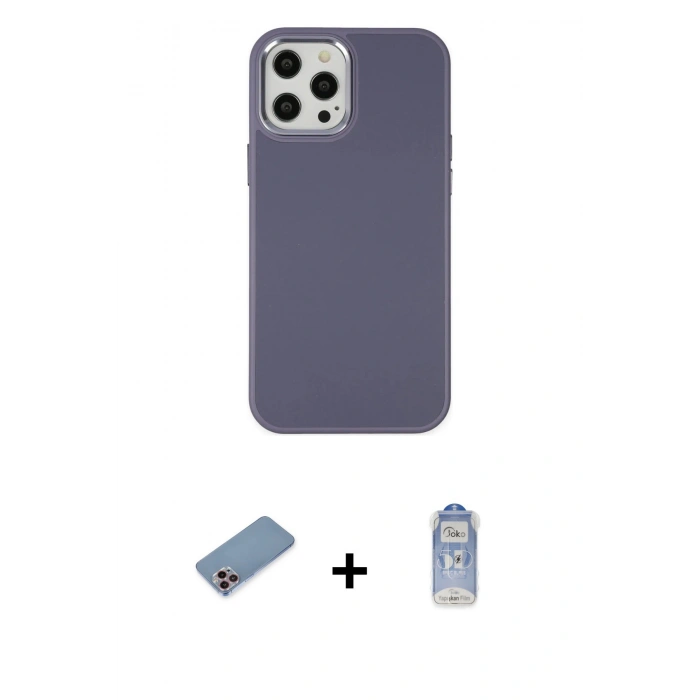 MARSİLYAN™- iPhone 12 Pro Max Kılıf Çekirdek Çizgi - Siyah Joko Magic 5D Cam + Shine Kamera Lens Koruma Cam - PE