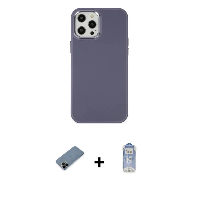 MARSİLYAN™- iPhone 12 Pro Max Kılıf Çekirdek Çizgi - Siyah Joko Magic 5D Cam + Shine Kamera Lens Koruma Cam - SH